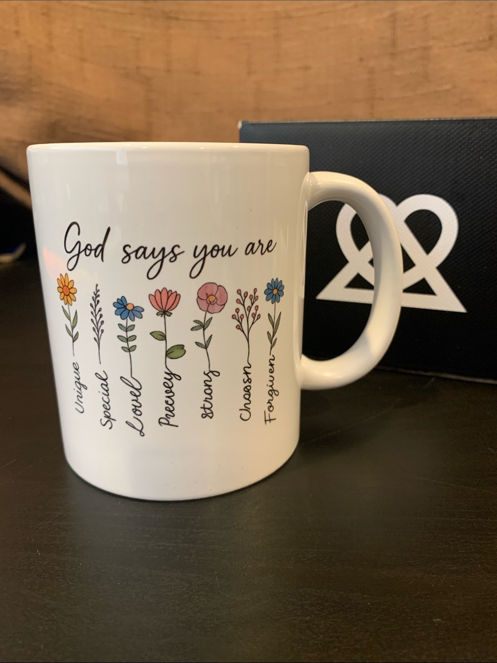 White Floral Inspirational Ceramic Mug - God Says You Are